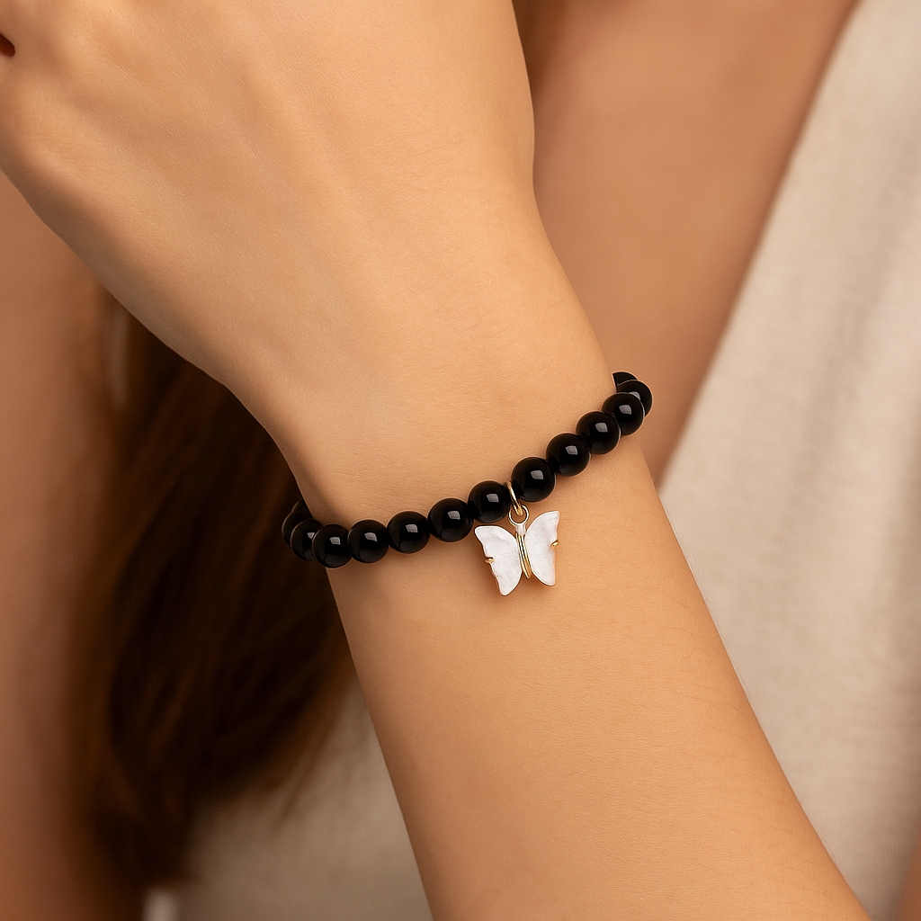 Elegant Black Bead Bracelet