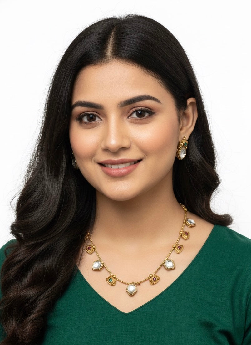 The 'Apsara' Grandeur: Handcrafted Pendent Set